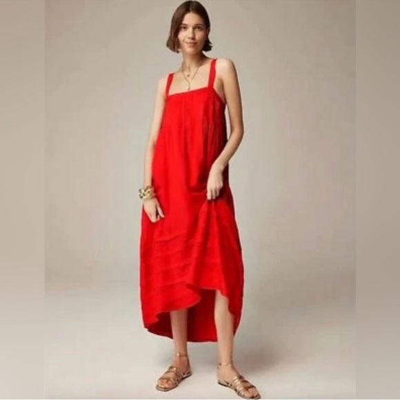 NWT J.Crew Pintuck Midi Dress In Drapey Organza sz L - Picture 1 of 13